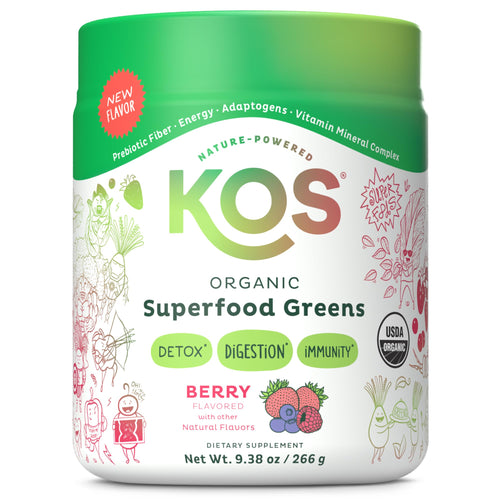 KOS Organic Superfood Greens Powder, Mango, 28 Servings