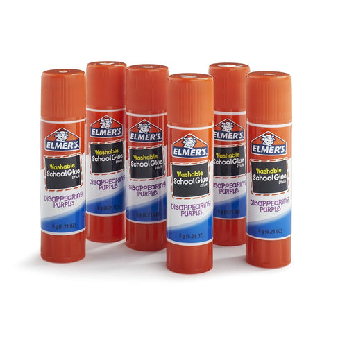 Elmer's Washable Disappearing Purple School Glue Sticks, 0.21 oz (Pack of 6)