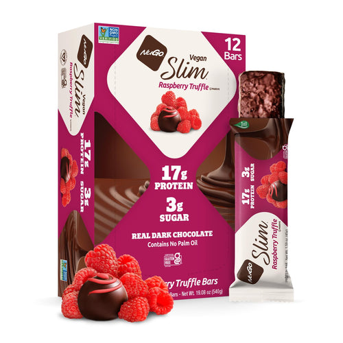 NuGo Slim Raspberry Truffle Vegan Protein Bar, 12 Count