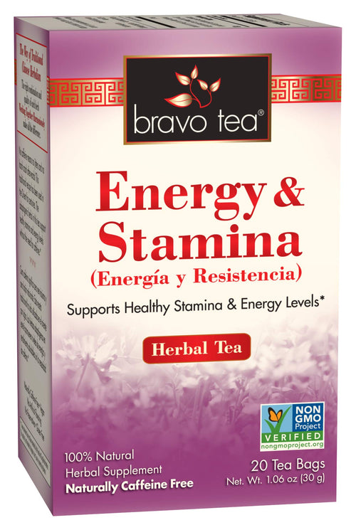 Bravo Tea Energy and Stamina Herbal Tea, Caffeine Free, 20 Tea Bags
