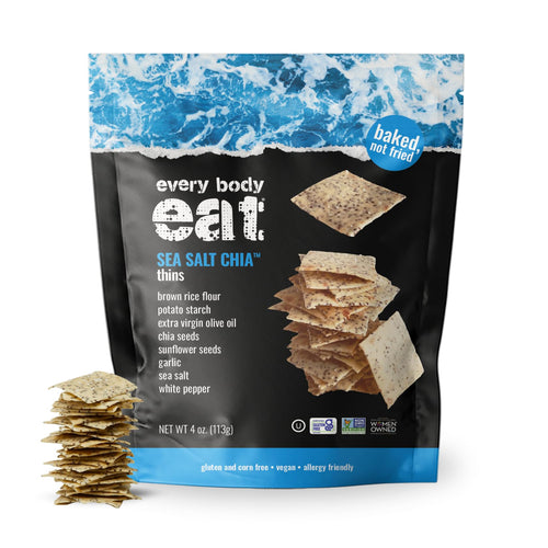 Every Body Eat Snack Cracker Thins, Sea Salt Chia, 4 oz
