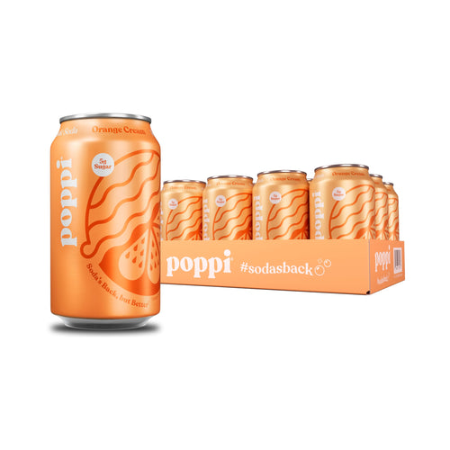 Poppi Prebiotic Soda, Orange Cream, 12 oz (Pack of 12)