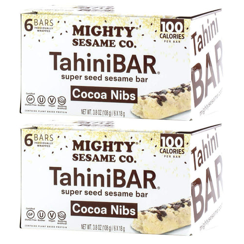 Mighty Sesame Tahini Bars with Cocoa Nibs, 12 Bars (Pack of 2)