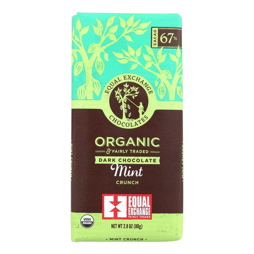 Equal Exchange Organic Mint Crunch Dark Chocolate Bar, 2.8 oz (12 Count)