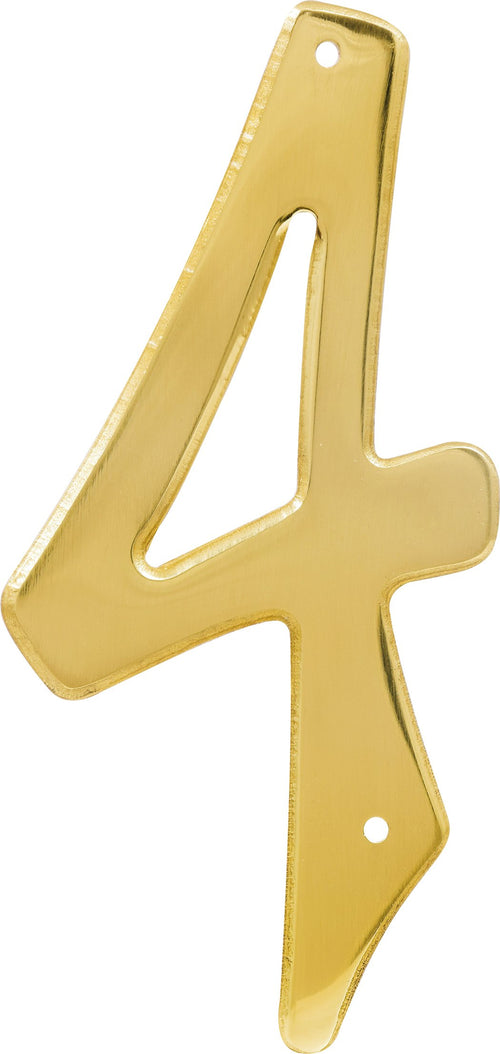 Hillman Nail-On Traditional Solid Brass House Number 4, 4 in