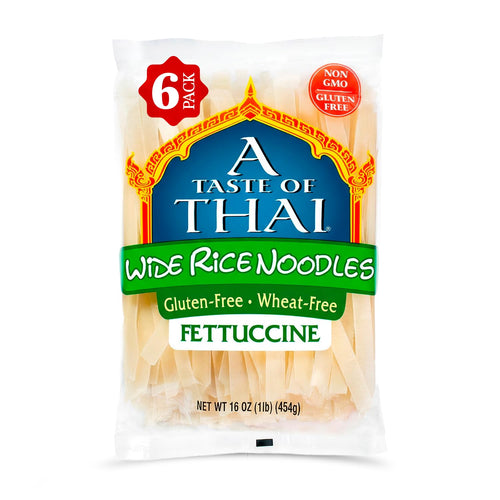 A Taste of Thai Fettuccine Rice Noodles, Straight Cut, 16 oz (Pack of 6)