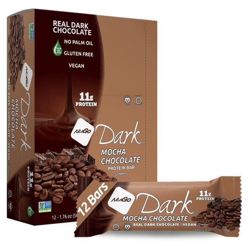 NuGo Dark Mocha Chocolate Vegan Protein Bars, 12 Count