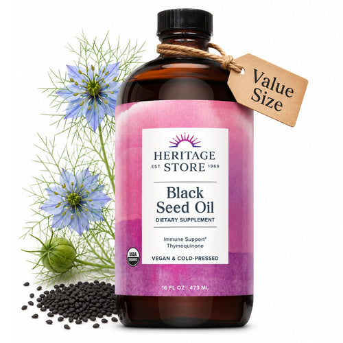 Heritage Store Organic Black Seed Oil, Cold Pressed, 16 fl oz
