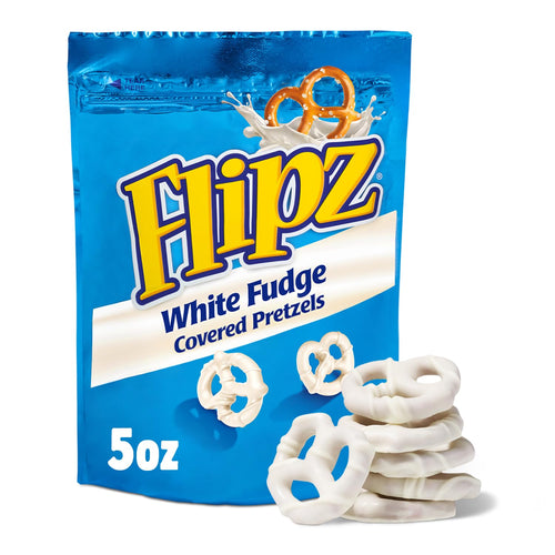 Flipz White Fudge Covered Pretzels, 5 oz (Pack of 6)
