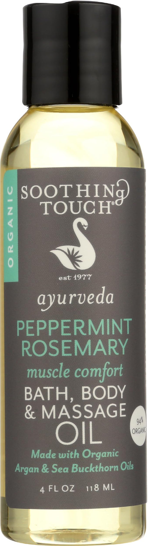 Soothing Touch Peppermint Rosemary Organic Bath, Body & Massage Oil, 4 fl oz