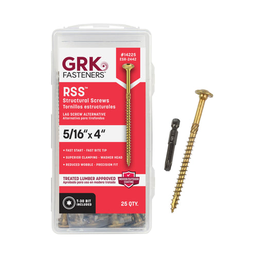 GRK RSS Rugged Structural Framing Screws, 5/16 x 4", 25 Count