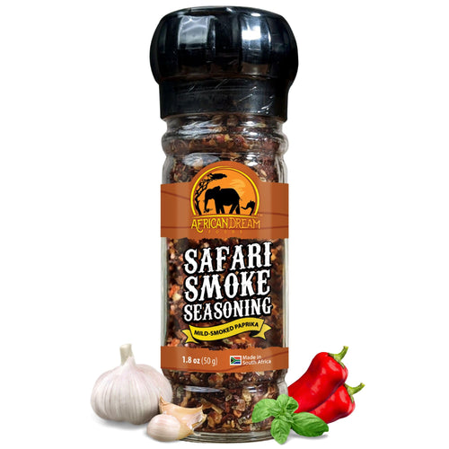 African Dream Foods Safari Smoke Seasoning Blend with Reusable Grinder, 1.8 oz