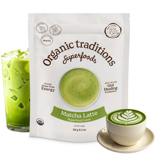 Organic Traditions Matcha Latte Powder with Coconut Milk, 5.3 oz