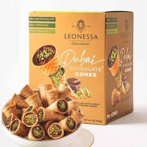 Leonessa Dubai Chocolate Cones with Pistachio Kunafa, 4.7 oz