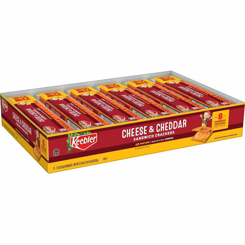 Keebler Cheese and Cheddar Sandwich Crackers, Single Serve, 1.8 oz (12 Count)