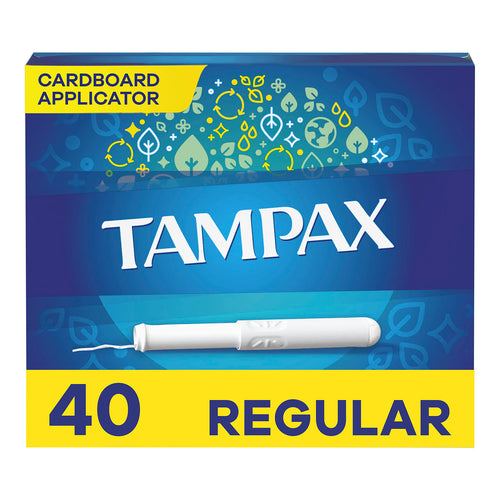 Tampax Tampons, Regular Absorbency, Cardboard Applicator, Unscented, 40 Count