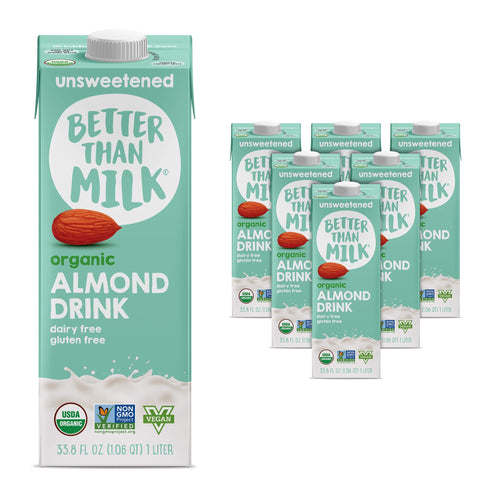 Better Than Milk Organic Unsweetened Vanilla Almond Milk, 33.8 fl oz (Pack of 6)