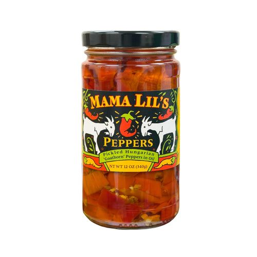 Mama Lil's Pickled Hungarian Goathorn Peppers in Oil, 12 oz