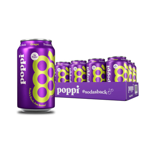 Poppi Prebiotic Soda, Grape, 12 oz (Pack of 12)