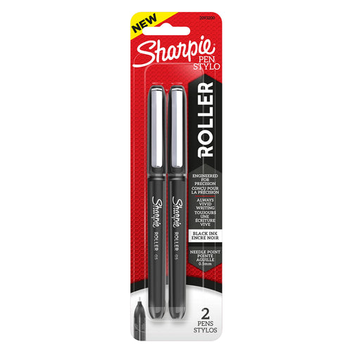 Sharpie Retractable Rollerball Pens, Black (Pack of 2)