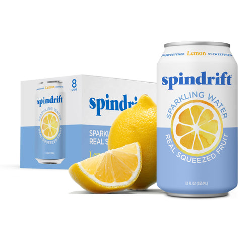 Spindrift Sparkling Water, Lemon, 12 oz (Pack of 8)