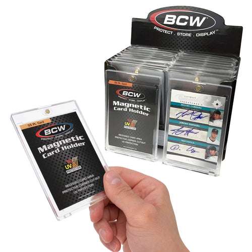 BCW 55 PT Magnetic Card Holders with UV Protection, Clear, 18 Count