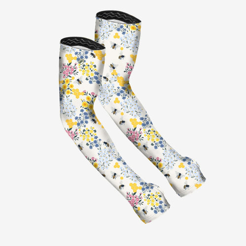 Farmer's Defense Gardening Arm Sleeves, Save the Bee's Cream, L/XL