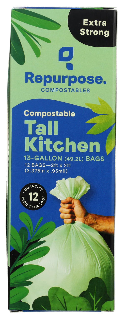 Compostable Tall Kitchen Bags, 13 Gallon (12 Count)