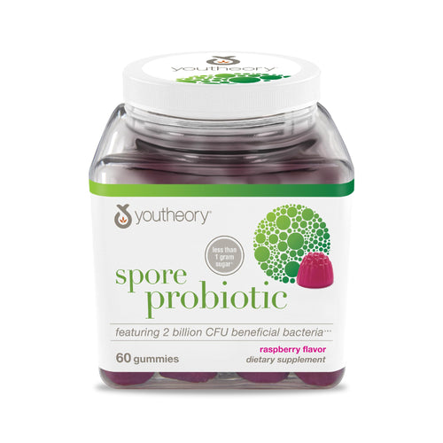 Youtheory Spore Probiotic Gummies, Raspberry, 60 Count