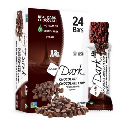 NuGo Dark Chocolate Chip Vegan Protein Bar, 12 g Protein (24 Count)