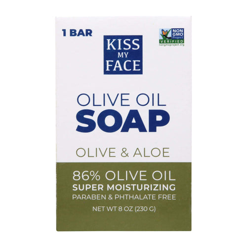 Kiss My Face Pure Olive Oil Soap with Aloe Vera, 8 oz Bars (Pack of 8)