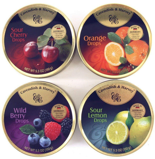 Cavendish & Harvey Variety Hard Candy Drops, 5.3 oz Tins (Pack of 4)