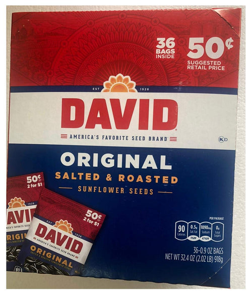 David Original Sunflower Seeds, 36 Count