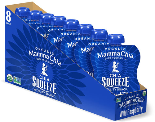 Mamma Chia Organic Vitality Squeeze Snack, Wild Raspberry, 3.5 oz (Pack of 8)