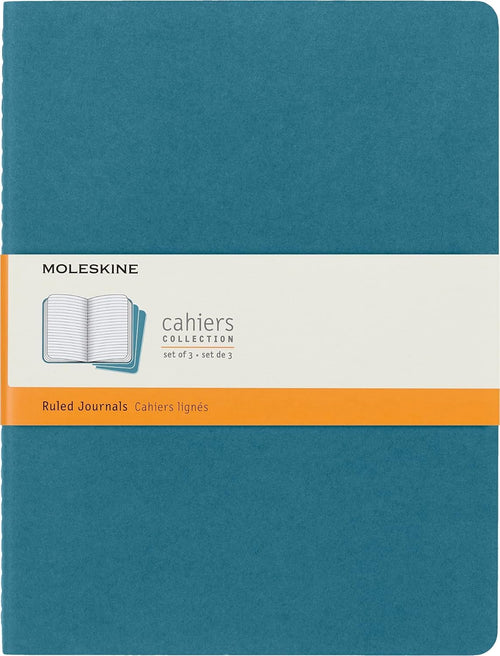 Moleskine Cahier Journal, Large, Ruled, Black, Soft Cover, 80 Pages (Pack of 3)