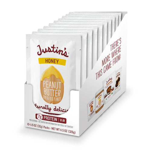 Justin's Classic Creamy Honey Peanut Butter Squeeze Packs, 1.15 oz (10 Count)