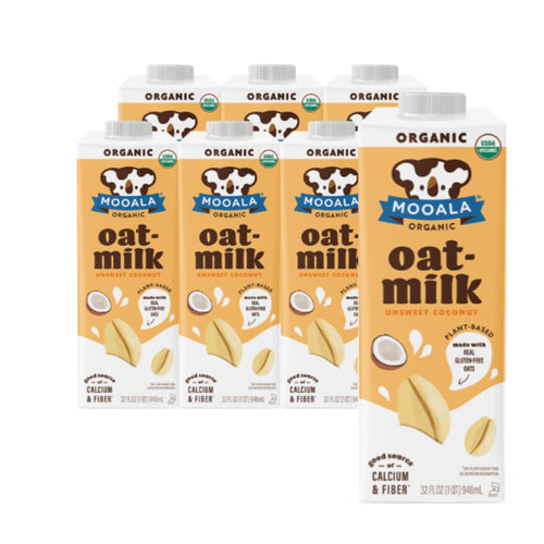 Mooala Organic Unsweetened Coconut Oatmilk, 32 fl oz (Pack of 6)