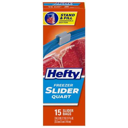 Hefty Slider Freezer Storage Bags, Quart Size, 15 Count