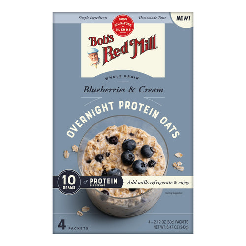 Bob's Red Mill Blueberries and Cream Overnight Protein Oat Packets (4 Packets)