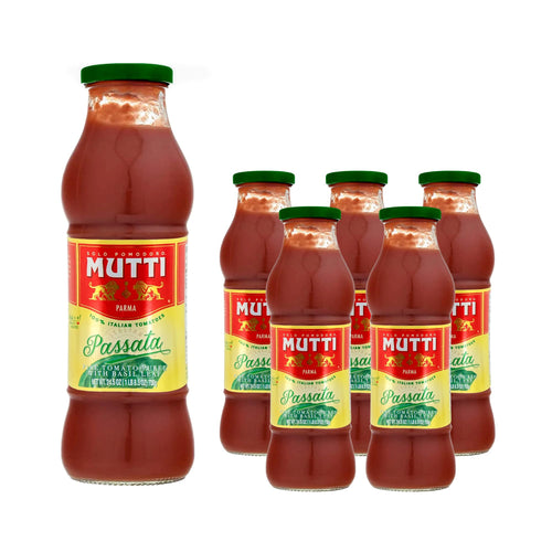Mutti Tomato Passata Puree with Basil, 24.5 oz Glass Bottle (Pack of 6)