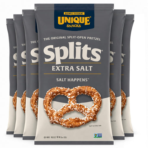 Unique Snacks Extra Salt Splits Pretzels (Pack of 6)