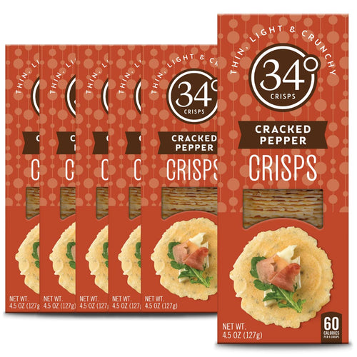 34 Degrees Cracked Pepper Crisps, 4.5 oz (Pack of 6)