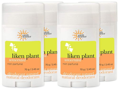Earth Science Unscented Lichen Plant Deodorant, 2.45 oz (Pack of 4)