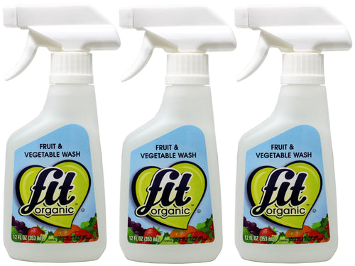 Fit Organic Produce Wash Fruit and Vegetable Cleaner, 12 oz Spray (Pack of 3)