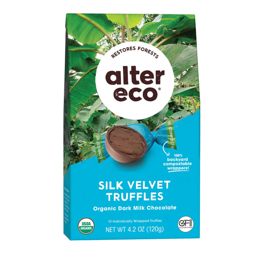 Alter Eco Silk Velvet 39% Dark Cocoa Chocolate Truffles, 10 Count