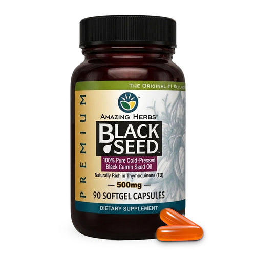 Amazing Herbs Black Seed Oil, 500 mg, 90 Softgels