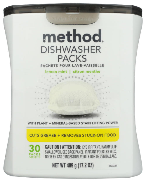 Method Dishwasher Detergent Packs, Lemon Mint, 30 Count