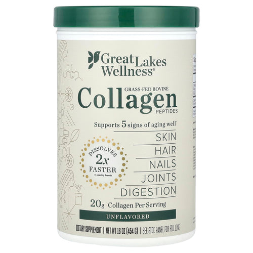 Great Lakes Collagen Hydrolysate Beef Protein, Unflavored, 16 oz Can (Pack of 4)