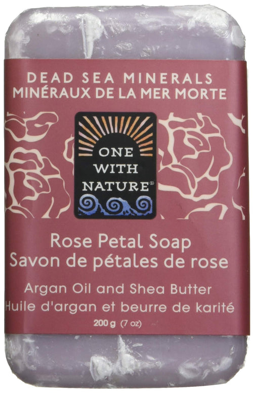 One With Nature Rose Petal Dead Sea Mineral Soap, 7 oz Bars (Pack of 6)