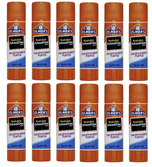 Elmer's Washable Disappearing Purple School Glue Sticks, 0.21 oz (Pack of 12)